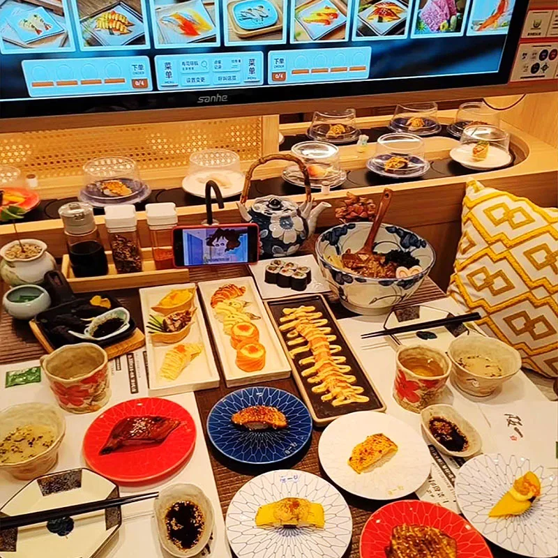 Bande transporteuse rotative commerciale pour sushis