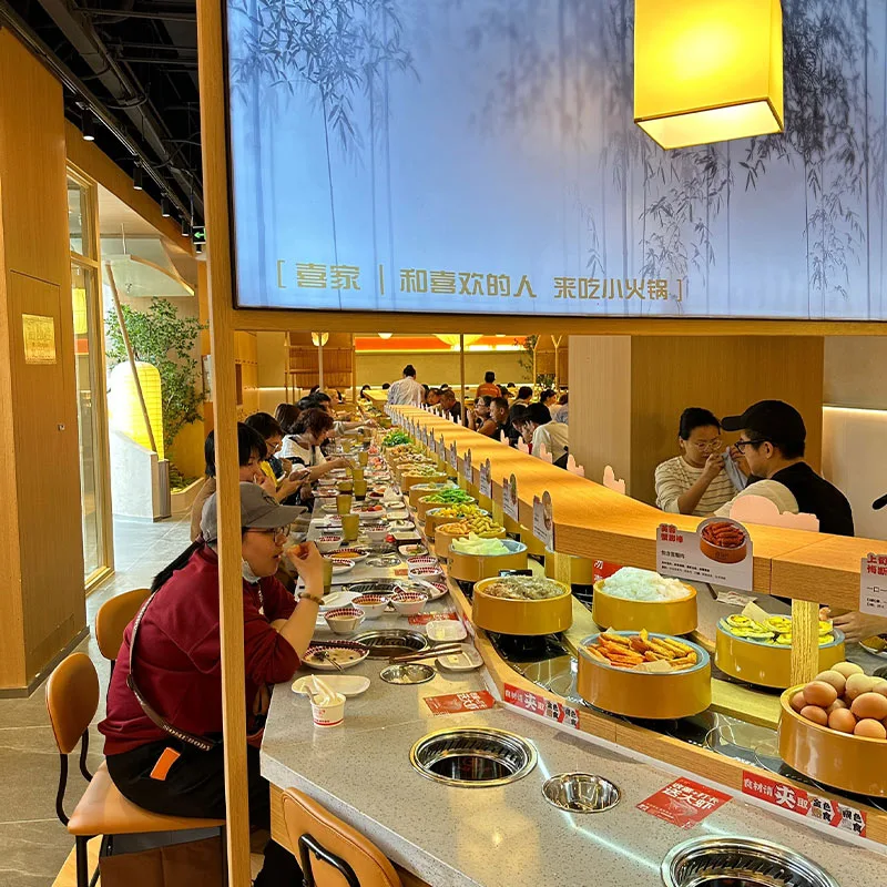 Commercial Rotating Hot Pot Conveyor Belt Equipment